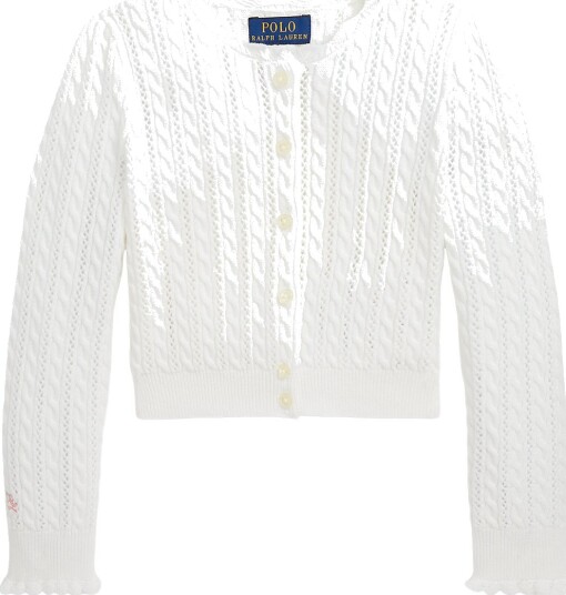 Polo Ralph Lauren Cardigan Strikk Hvit m. Hullmønster Polo Ralph Lauren 6 år 116 Cardigan