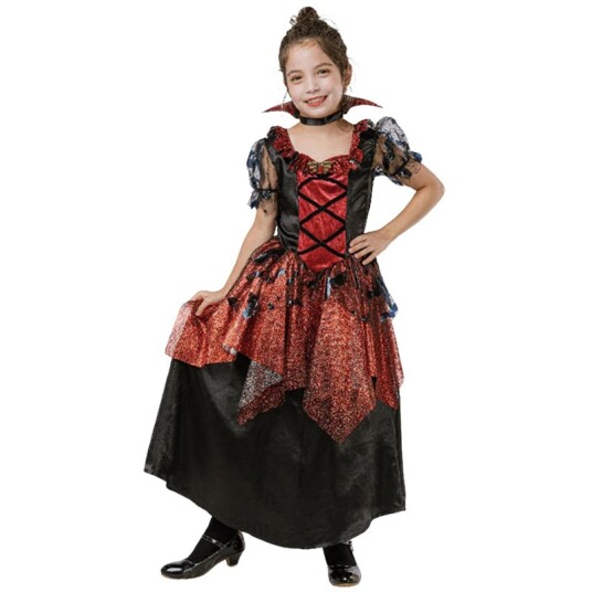 Gotisk Glamorøs Vampyrinne Kostyme 5-6 år 110-120cm