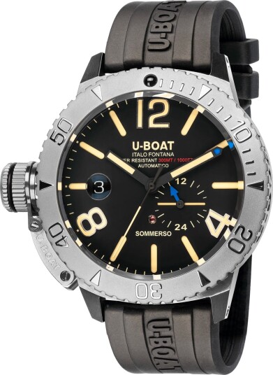 U Boat Herreklokke 9007/A Classico Sort/Gummi Ø46 mm