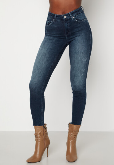 ONLY Blush Life Mid Ank Raw Jeans Dark Blue Denim XS/30