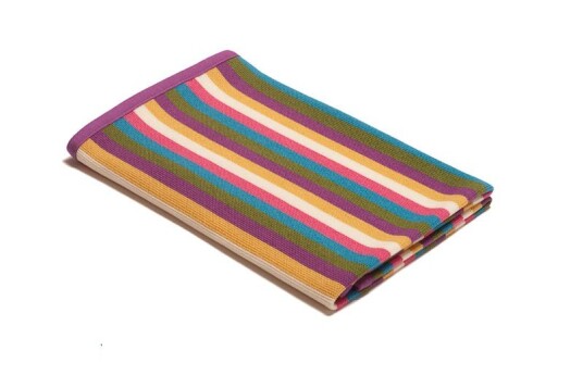 Baby Pledd med striper,100 % merino lameull. Lavenda