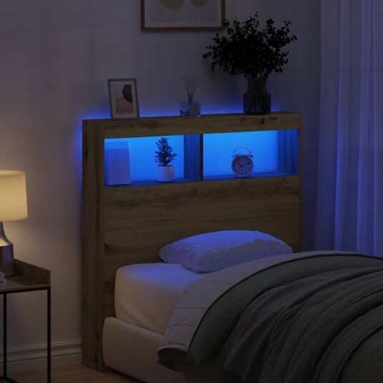 Hodegavl skap med LED artisan eik 100x17x102 cm Hodegavl skap med LED artisan eik 100x17x102 cm