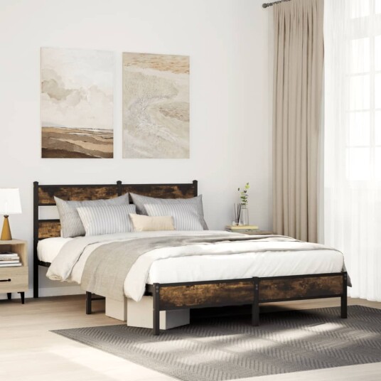  Sengeramme uten madrass med hodegavl sonoma eik 140x190 cm 8721158377890