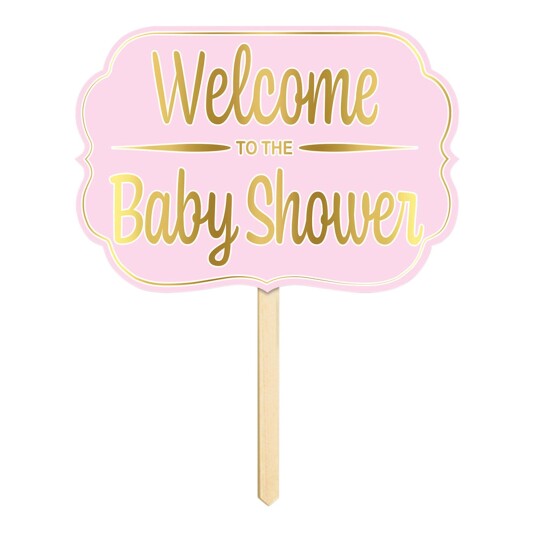 360 Degrees Ltd Hageskilt Welcome To The Babyshower Rosa - 1-pakning
