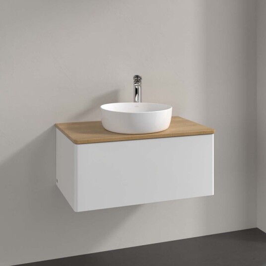 Villeroy & Boch Antao Servantskap med 1 skuff 80x50x36 cm u/lys Hvit Blank/Eik Villeroy & Boch Antao Servantskap med 1 skuff 80x50x36 cm u/lys Hvit Blank/Eik