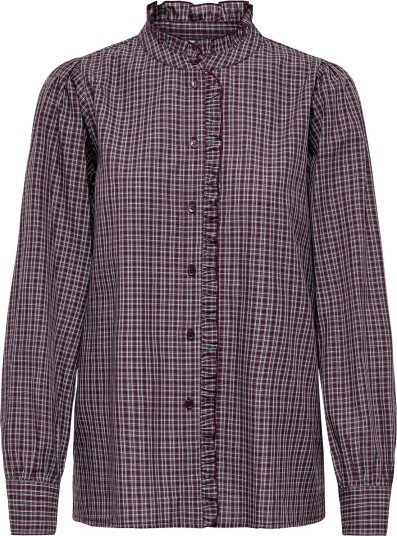 ONLY Onlfenna L/S Check Shirt Wvn Burgundy L