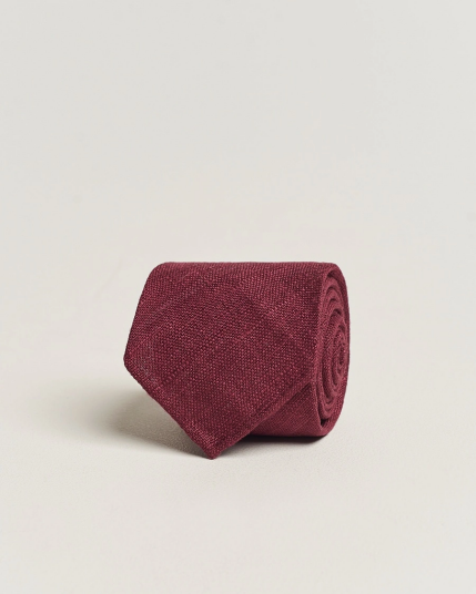 Drake's Silk Tussah Handrolled Tie Wine