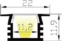 Aluminiumsprofil Lumistar 2212P 2 Meter Sort / Aluminiumsprofil Lumistar 2212P 2 Meter Sort /