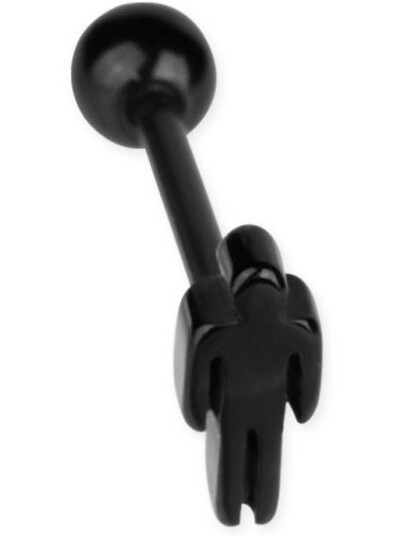 Man Figure Svart Tungepiercing