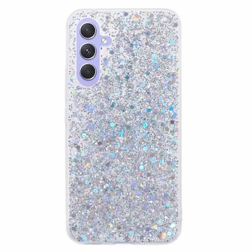 Samsung Galaxy A54 5G Glitter Flakes TPU-deksel Sølv