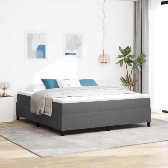 Box Spring Seng Lysegrå Super King Corduroy Stoff Box Spring Seng Lysegrå Super King Corduroy Stoff