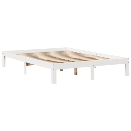 Seng med bokhylle uten madrass hvit 120x190 cm heltre furu 3322508