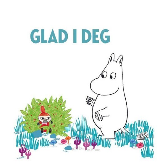 Moomin Mummi kort dobbelt 75x75 cm Glad i deg hvit/blå