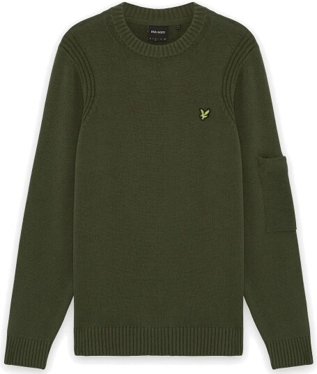 Lyle & Scott Rib Insert Crew Neck Jumper TRUE OLIVE XXL