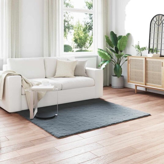 Kunstpels Kanin Teppe Olite Antrasitt 120 x 120 cm Polyester