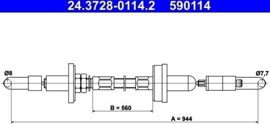 ATE 24.3728-0114.2 Clutchkabel