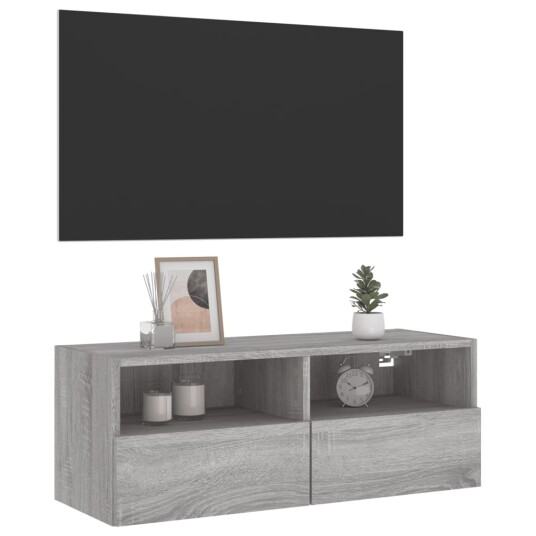 vidaXL Vegghengt TV-benk grå sonoma 80x30x30 cm konstruert tre 8721012254626