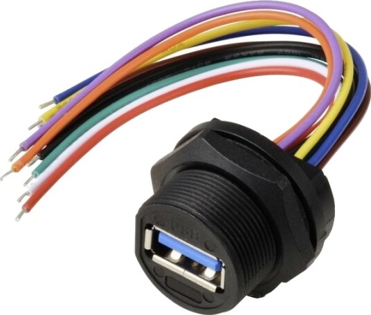 Usb 3.0 Innfellingshylse For Bakpanel Med Gjenger Ip67, Kabel 0,1 M Tc-E13t-Fu3-Pwf-0.2Pv