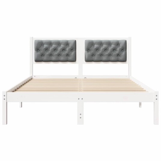 Sengestamme med hodegjerde Lysegrå 150 x 200 cm Massiv furu Sengestamme med hodegjerde Lysegrå 150 x 200 cm Massiv furu