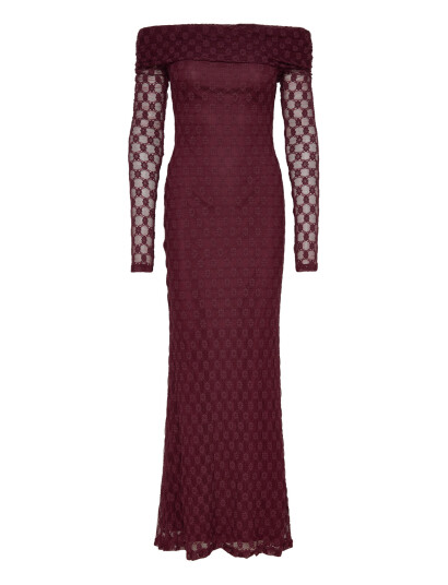 Bardot Adoni Off Shoulder Maxi Dress   Burgundy   38