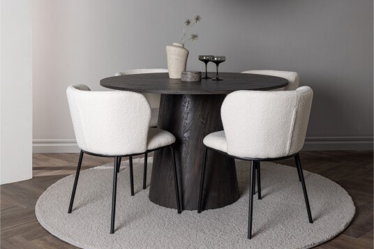 Venture Home Lanzo Matgruppe 120 cm Rund med 4 Edina Stoler Mocca