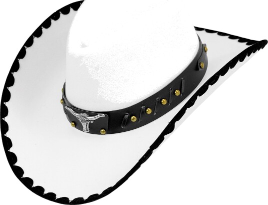 Widmann Cowboyhatt Hvit med Okse One size 11924