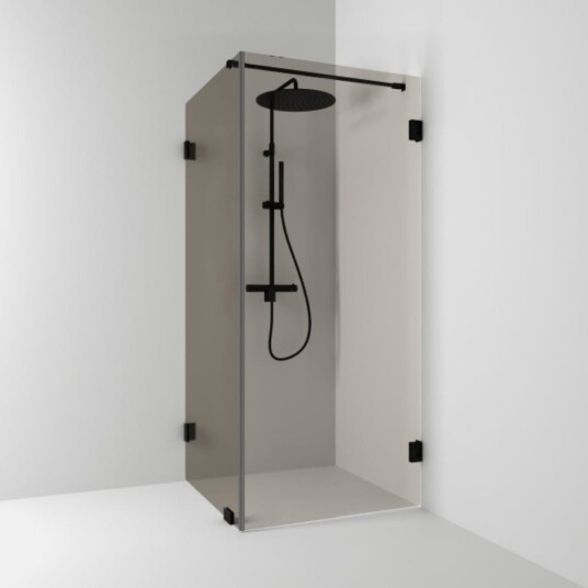 Svedbergs 180° Dusjhjørne Rett|Fast 90x90 cm, Sort Matt/Bronseglass Svedbergs 180° Dusjhjørne Rett|Fast 90x90 cm, Sort Matt/Bronseglass