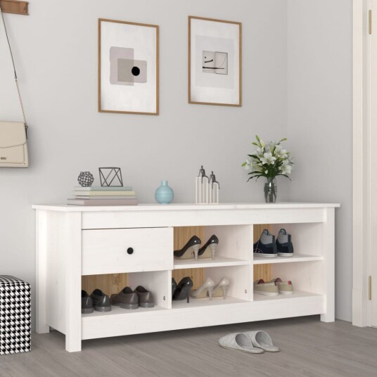 vidaXL Skoskap hvit 110x38x45,5 cm heltre furu vidaXL Skoskap hvit 110x38x45,5 cm heltre furu