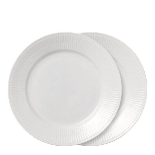 Royal Copenhagen Hvit Riflet tallerken 22 cm 2 stk Royal Copenhagen Hvit Riflet tallerken 22 cm 2 stk