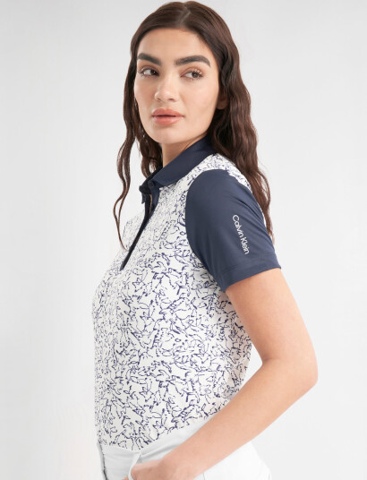 Calvin Klein Golf Harmony Printed S/S Shirt - White - XS Calvin Klein Golf Harmony Printed S/S Shirt - White - XS