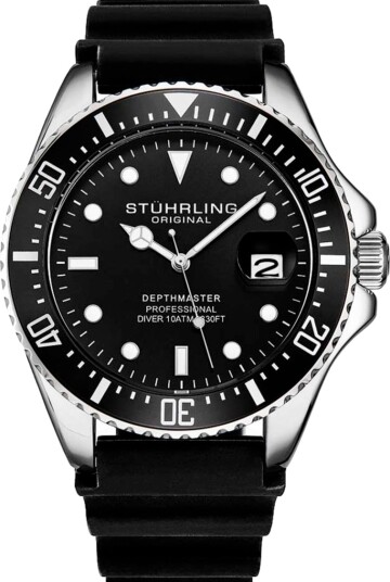 Stührling Original Herreklokke 3950R.1 Depthmaster Sort/Gummi Ø42 mm Stührling Original Herreklokke 3950R.1 Depthmaster Sort/Gummi Ø42 mm