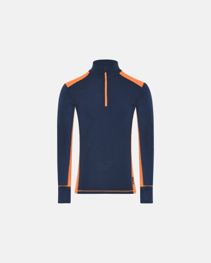 Dovre Langermet t skjorte 'Half Zip' 100% merino ull marine/orange
