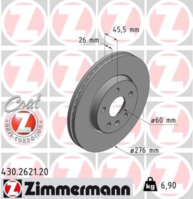 Bremseskive ZIMMERMANN 430.2621.20 Bremseskive ZIMMERMANN 430.2621.20