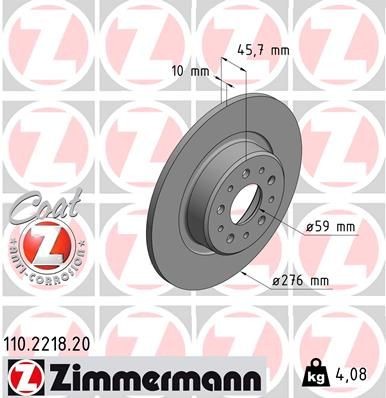 Bremseskive ZIMMERMANN 110.2218.20