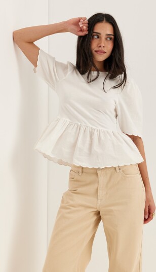 Only Onlveronika Life S/S MIX PEPLUM TOP