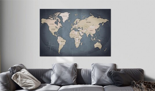 Tavle World Map: Shades Of Grey 90X60 Artgeist sp. z o. o.