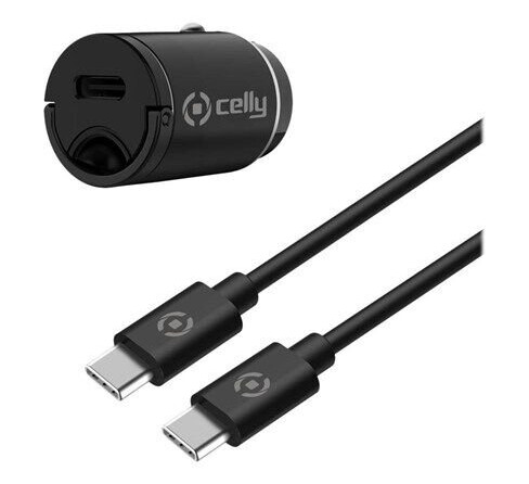 Celly ProPower 20W USB-C Billader med Hurtiglading - Ultra Kompakt, Sort