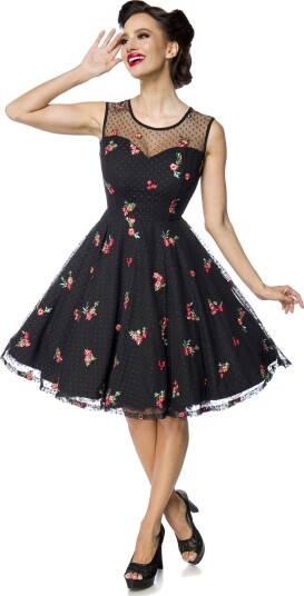 Belsira - Rockabilly Middellang kjole - Cocktailkleid - XS til XL - Damer - svart