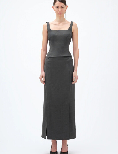 REMAIN Birger Christensen Midi Pencil Skirt Grey 44 REMAIN Birger Christensen Midi Pencil Skirt Grey 44