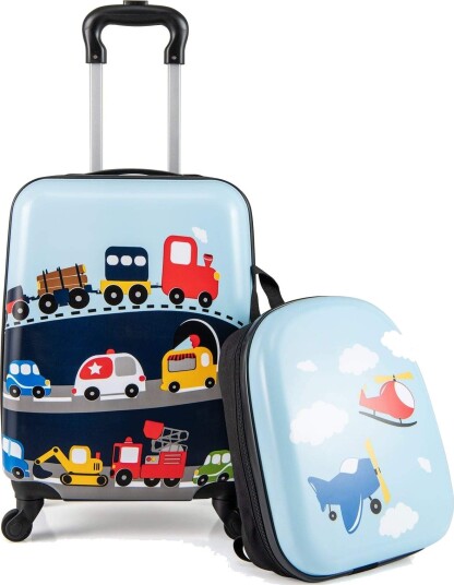 Northix Transportkoffert Barnebagasjesett 17" koffert og 13" ryggsekk blå