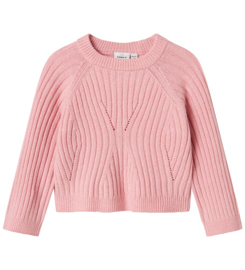 name it Nmfrikine Ls Short Knit Pullover Pb Pink 104