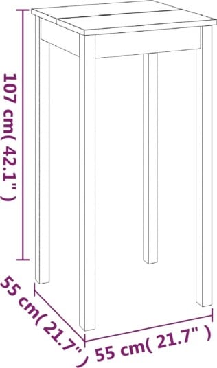 vidaXL Barbord MDF svart 55x55x107 cm vidaXL Barbord MDF svart 55x55x107 cm