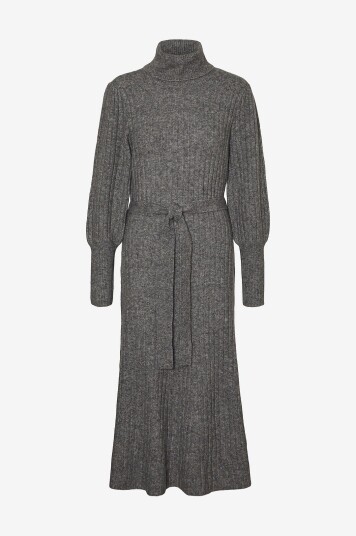 Vero Moda Kjole vmAurelia LS Rollneck 7/8 Knit Dress Grå