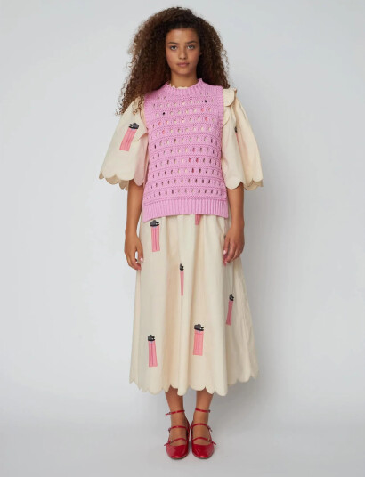 Stella Nova Cotton Stitch Vest   Pink   S