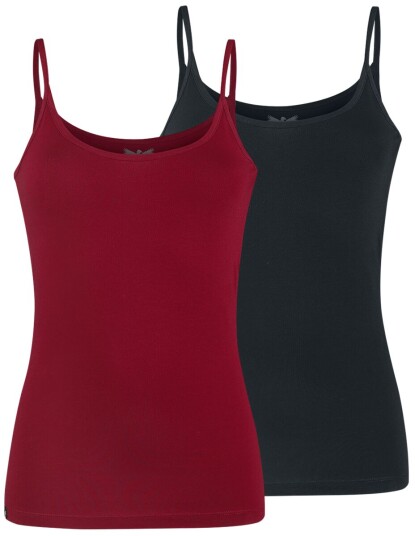 Black Premium by EMP Topp Dobbelpakke Spaghetti-stropp topper XS til 5XL Damer svart-bordeaux