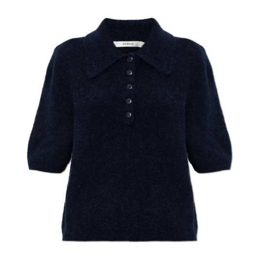 Gestuz Gzalpha Ss Polo Pullover Black S Gestuz Gzalpha Ss Polo Pullover Black S