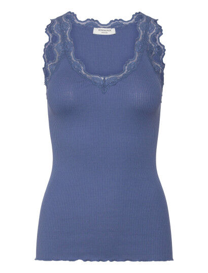 Rosemunde Rwbeatha Silk Sl V Neck Lace Top   Blue   S