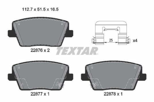 Bremseklosser TEXTAR 2287603 Bremseklosser TEXTAR 2287603
