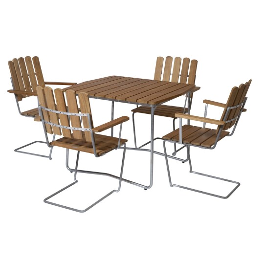 Grythyttan Stålmöbler Spisegruppe B31 84 cm og A2 teak Grythyttan Stålmöbler Grythyttan Stålmöbler Spisegruppe B31 84 cm og A2 teak Grythyttan Stålmöbler