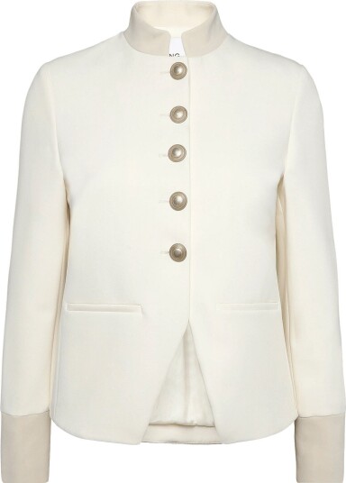 Mango Jacket With Jewel Button Strip Collar Cream XS